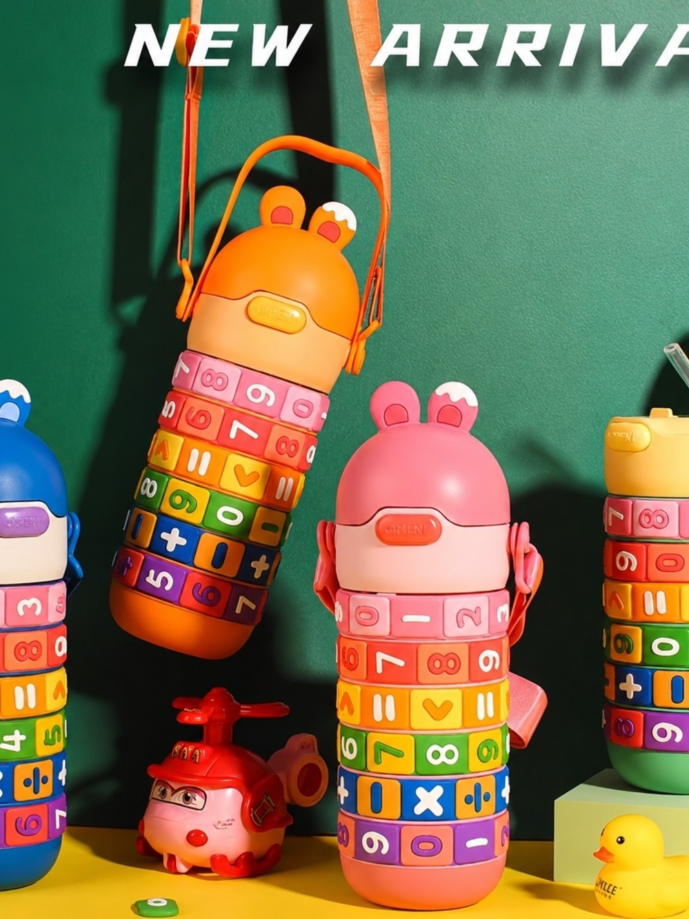 Kids Stackable Number Puzzle Bottle - Pink-blue